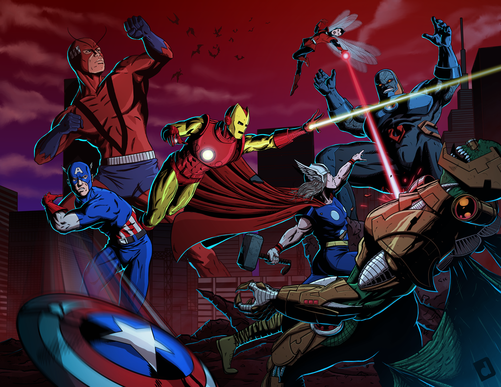 Classic Avengers vs. Darkseid by Duke