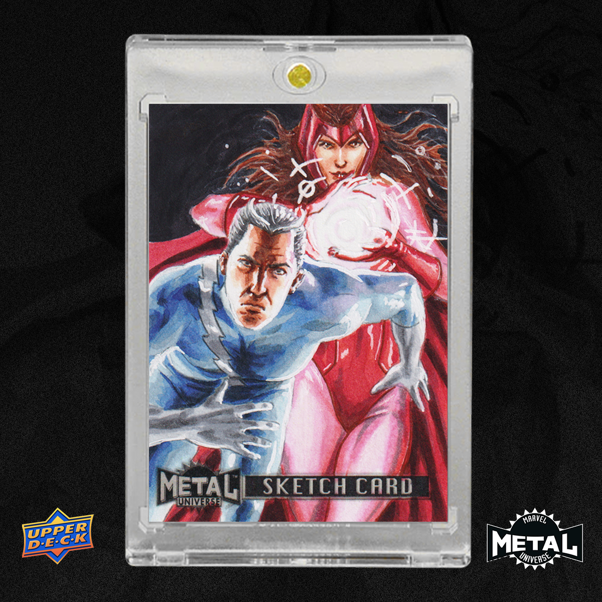 Quicksilver and The Scarlet Witch Marvel Metal Universe 2024 Sketch Card by Duke