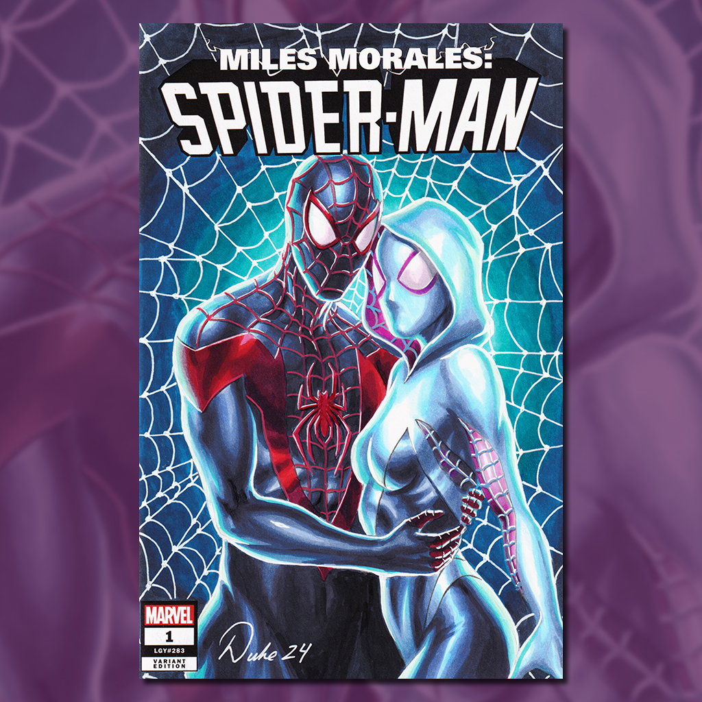 Spider-Man Miles Morales and Spider Gwen Ghost Spider Sketch Cover by Duke