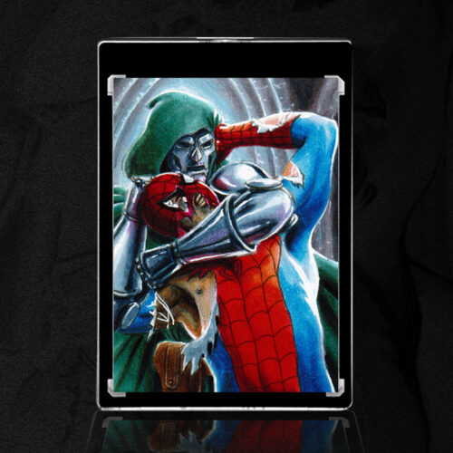 Doctor Doom vs. Spider-Man Sketch Card by Duke